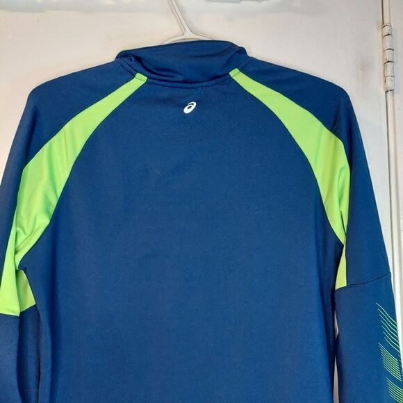 Girl's Asics Running Track Jacket Blue with Green Large 14-16 - Picture 6 of 10